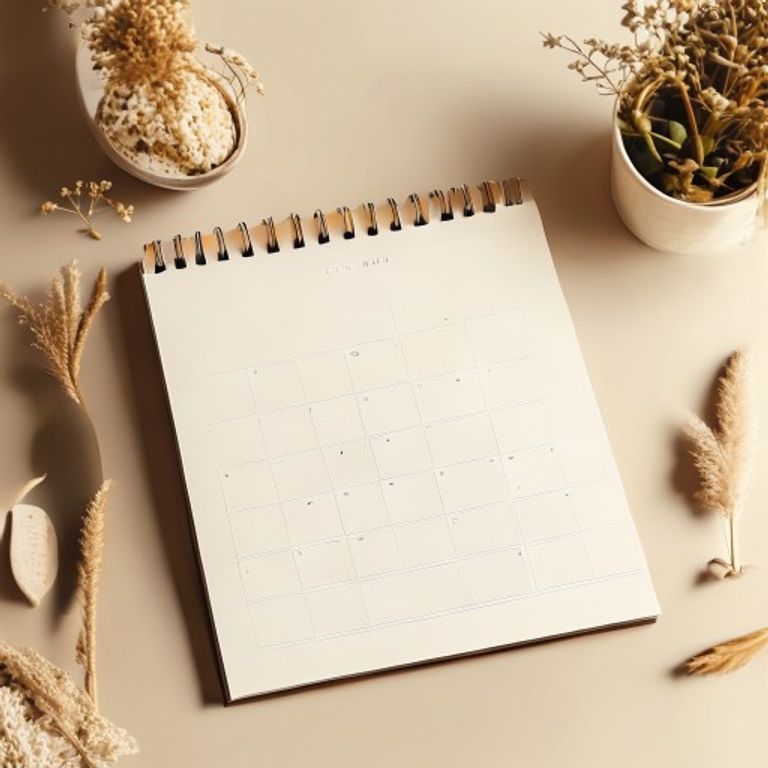 Enkel pappers-kalender med mörkmarkerade dagar